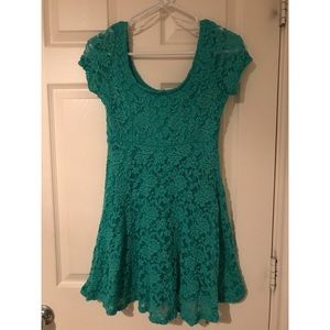 Teal Lace Flower Dress